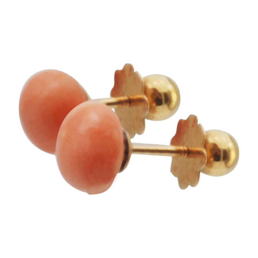 Edwardian Carved Coral  bouton earrings