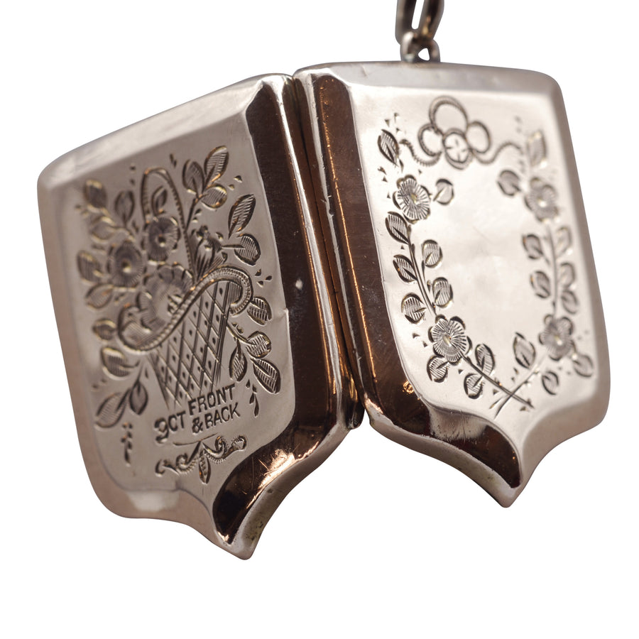 1920’s 9ct Back and Front shield shaped engraved Locket