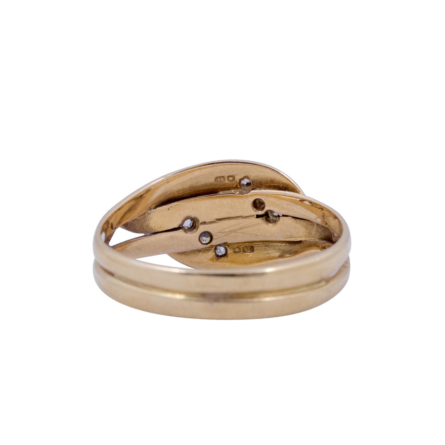 Antique 18ct Yellow Gold  and Diamond Double Snake Ring.