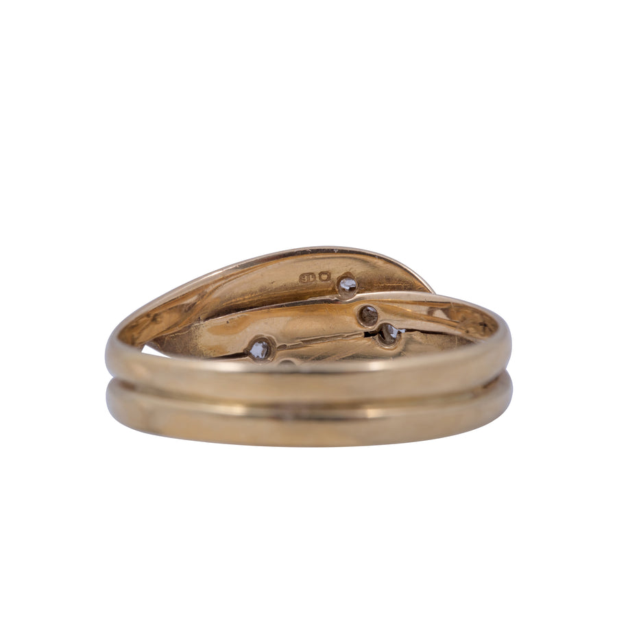 Antique 18ct Yellow Gold  and Diamond Double Snake Ring.