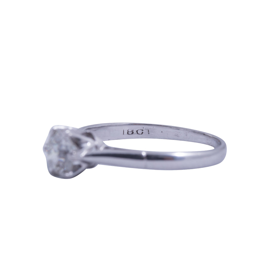18ct White Gold Solitaire Antique Style - Side