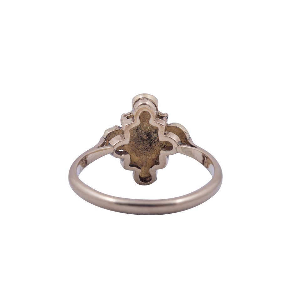 Art Nouveau Demantoid Garnet & Pearl Ring Circa 1900 - Back