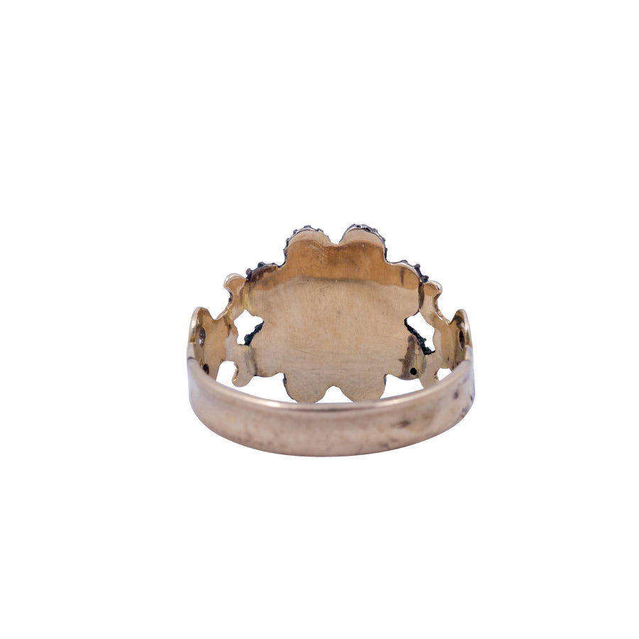 Georgian 15ct Gold Garnet & Seed Pearl Ring