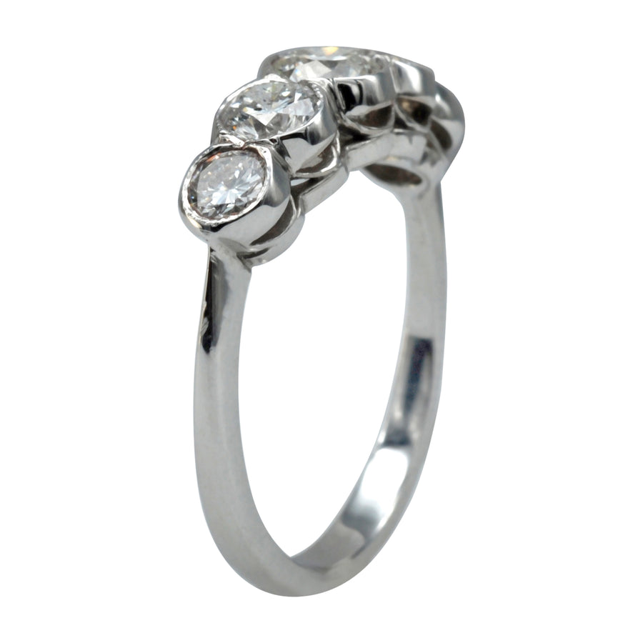 Antique style 18ct White Gold half hoop and Diamond Ring