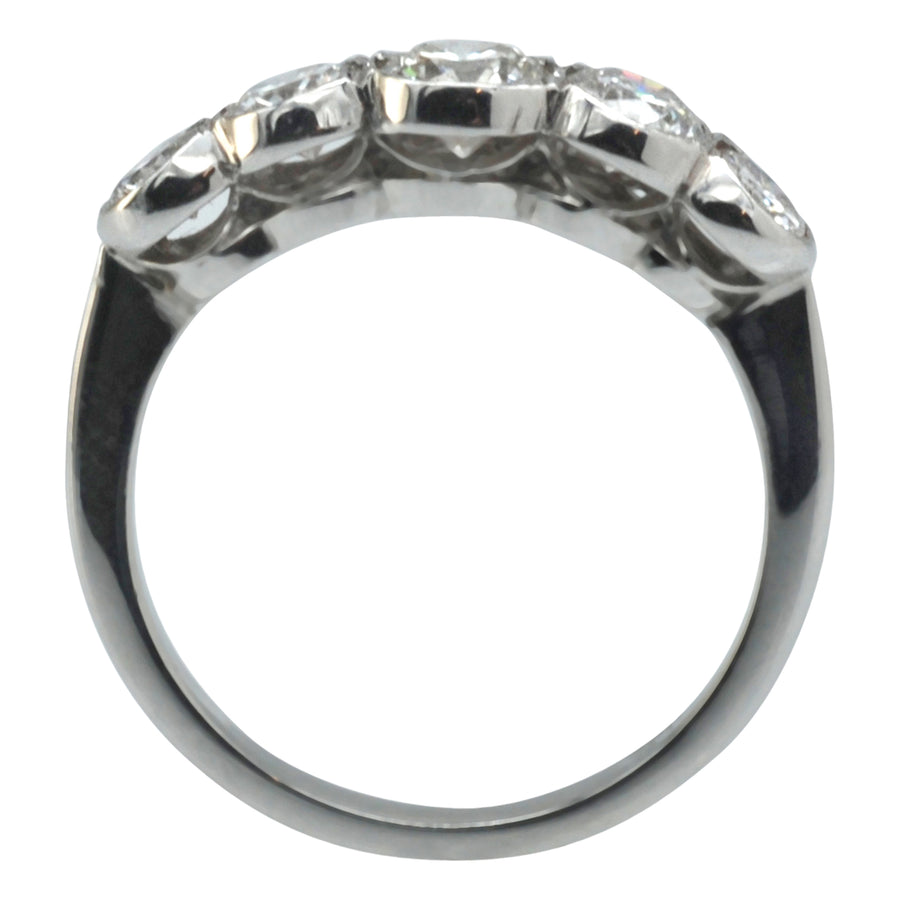 Antique style 18ct White Gold half hoop and Diamond Ring