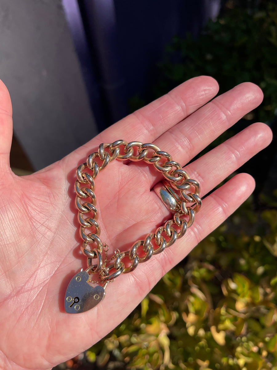 Edwardian 9ct gold curb link bracelet