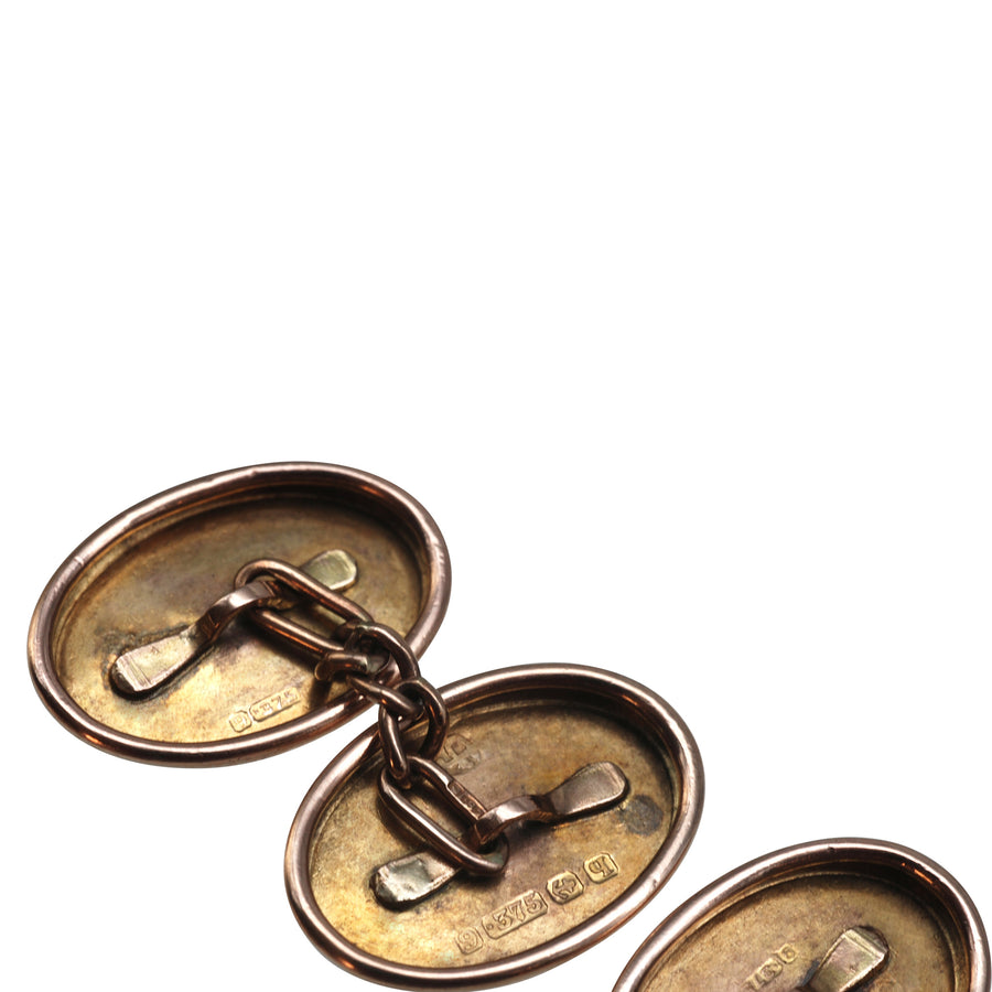 Antique Edwardian 9ct Rose gold engraved cufflinks