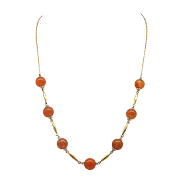 1930’s 9ct Gold Carnelian and Crystal necklet