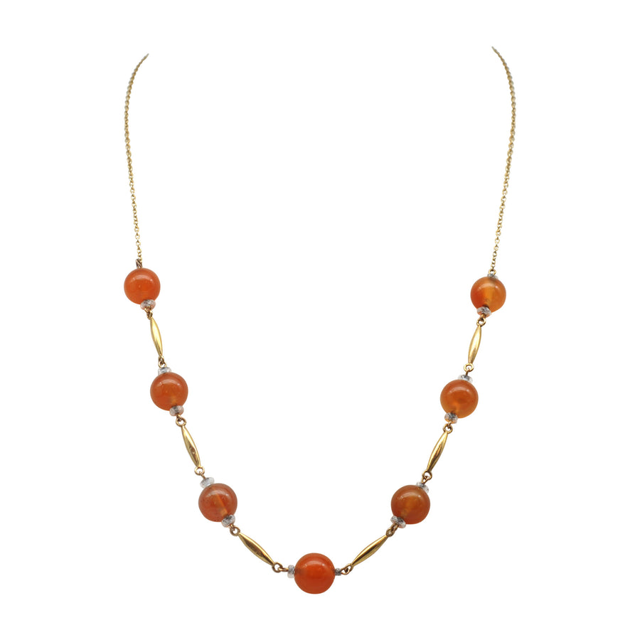 1930’s 9ct Gold Carnelian and Crystal necklet