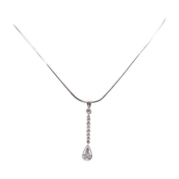 Contemporary 18ct White Gold & Diamond Pendant On Silver Chain - Front bust