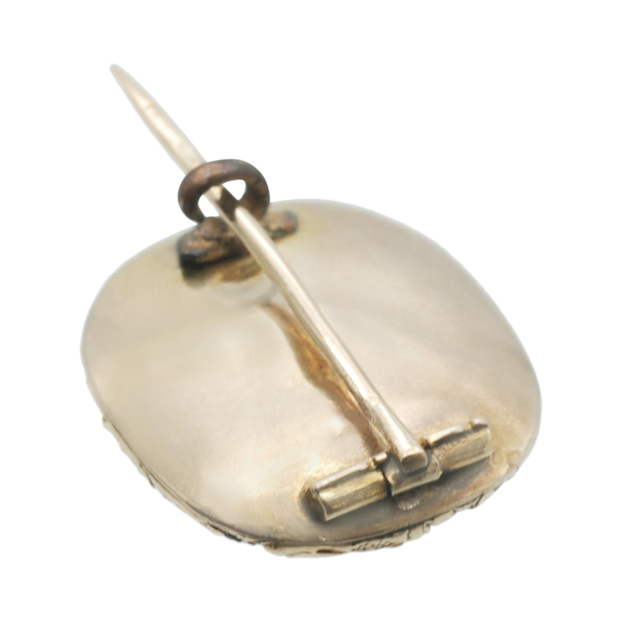 Georgian Hessonite and seed pearl brooch