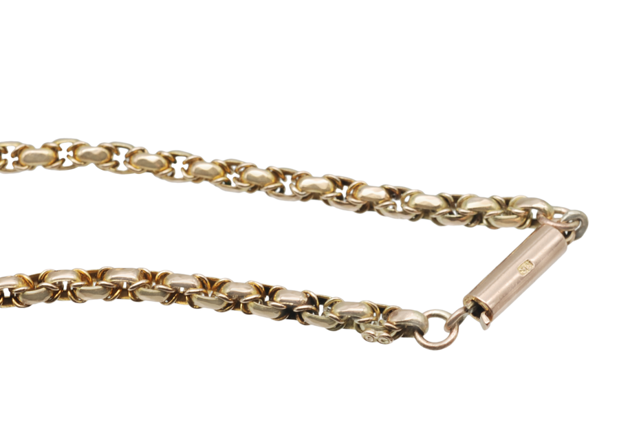 Antique 9ct Gold Fancy Link Chain with Barrel Clasp