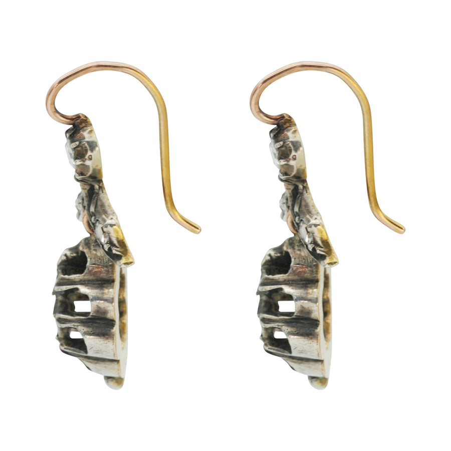 Georgian rose-cut diamond drop earrings in silver and gold