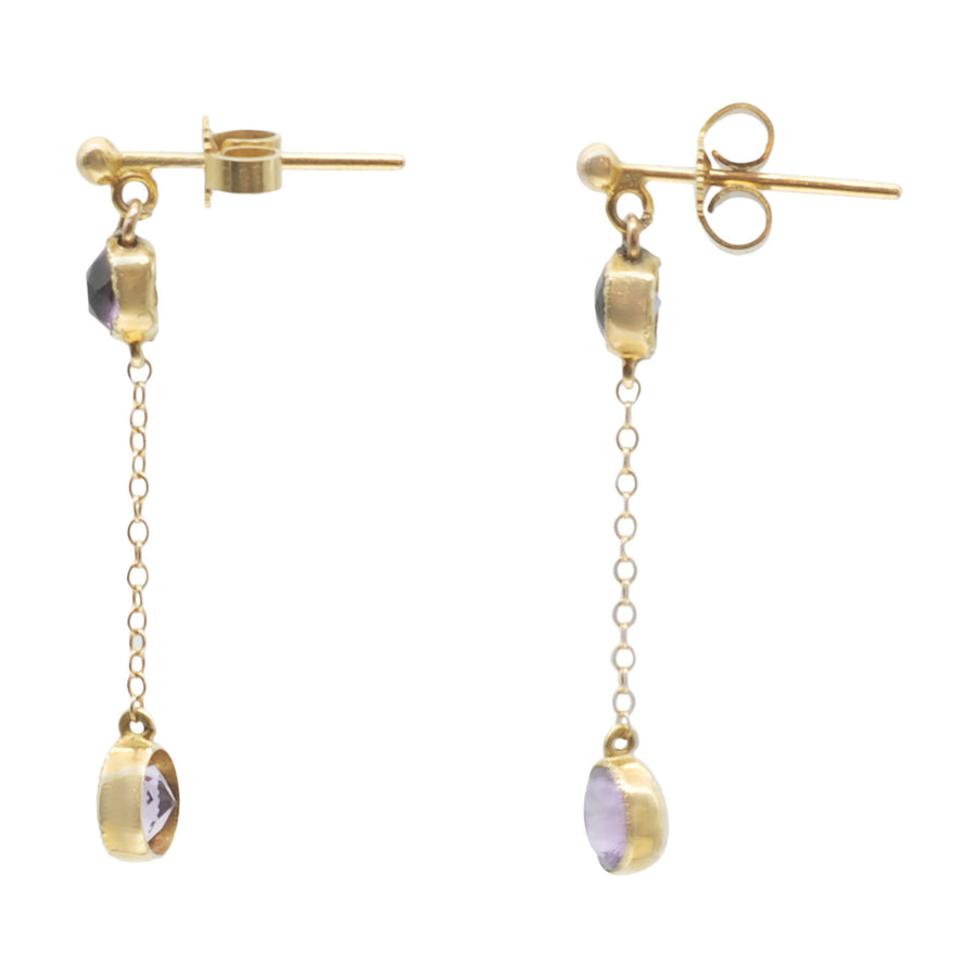 9ct Double Drop Deco Amethyst earrings