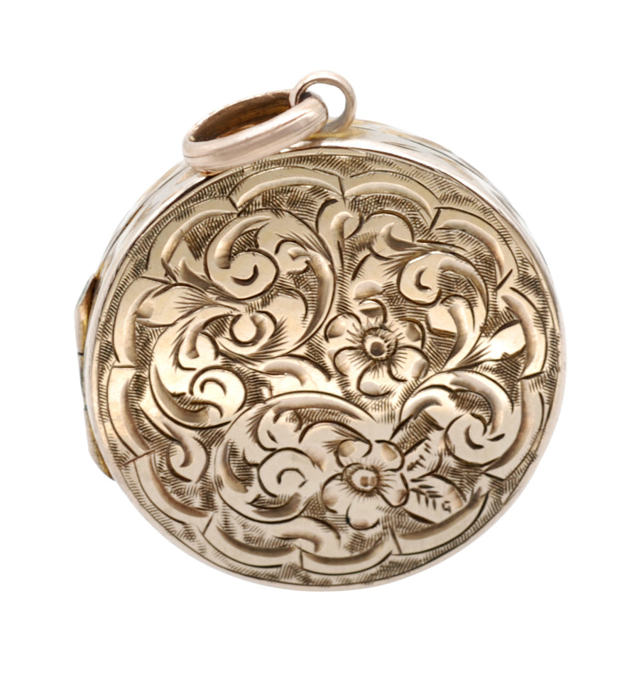 Victorian 9ct gold back and front engraved locket.