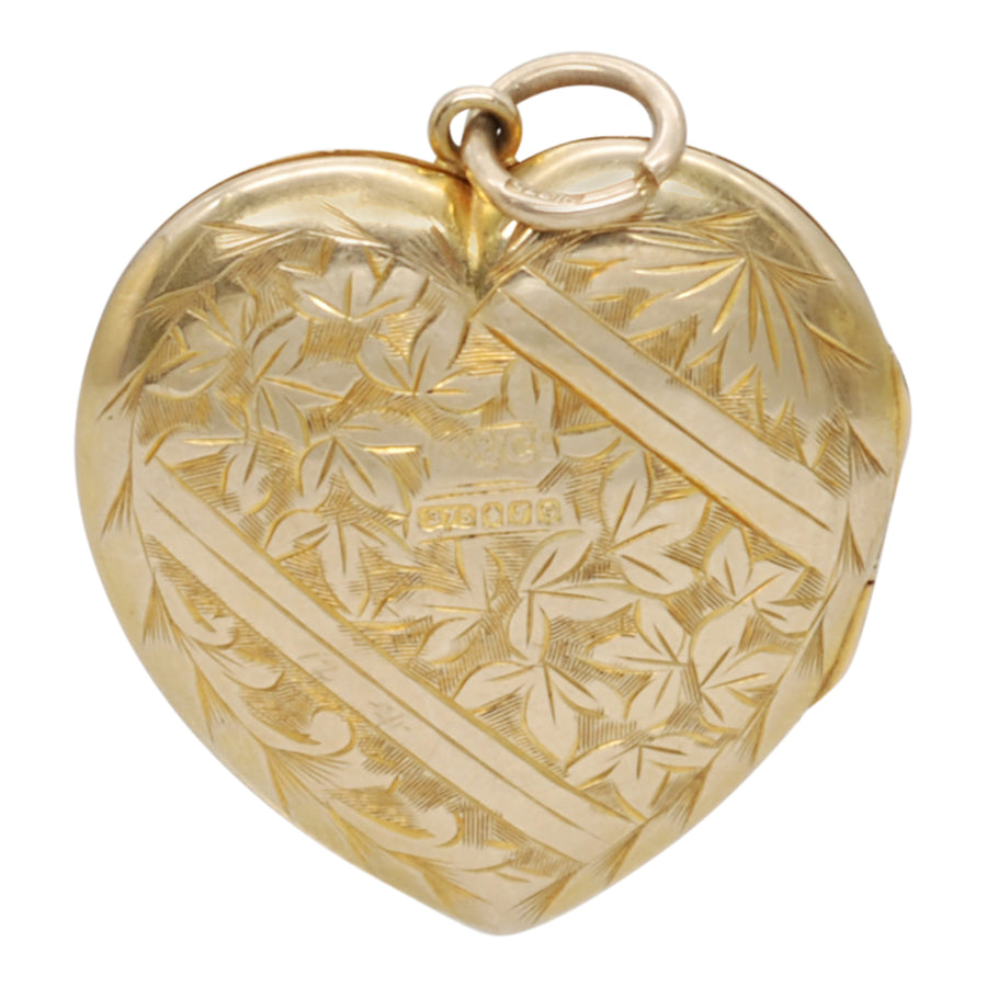Antique Edwardian  Yellow Gold Engraved Heart Locket