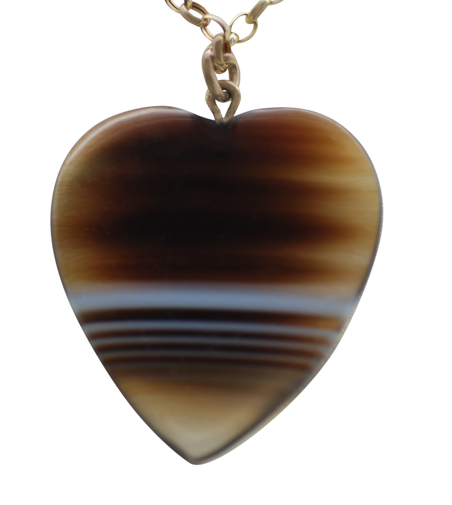 Antique Carved Banded Agate Heart