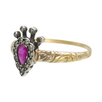 Antique 15ct Gold Diamond and Ruby Crown Ring