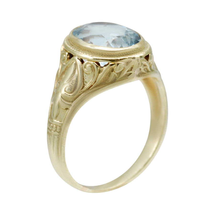Edwardian 18ct Gold and Aquamarine ring