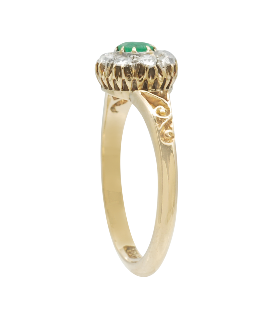 Victorian 18ct Diamond and Emerald ring