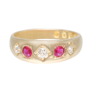Antique 18ct Ruby and Diamond Gypsy ring