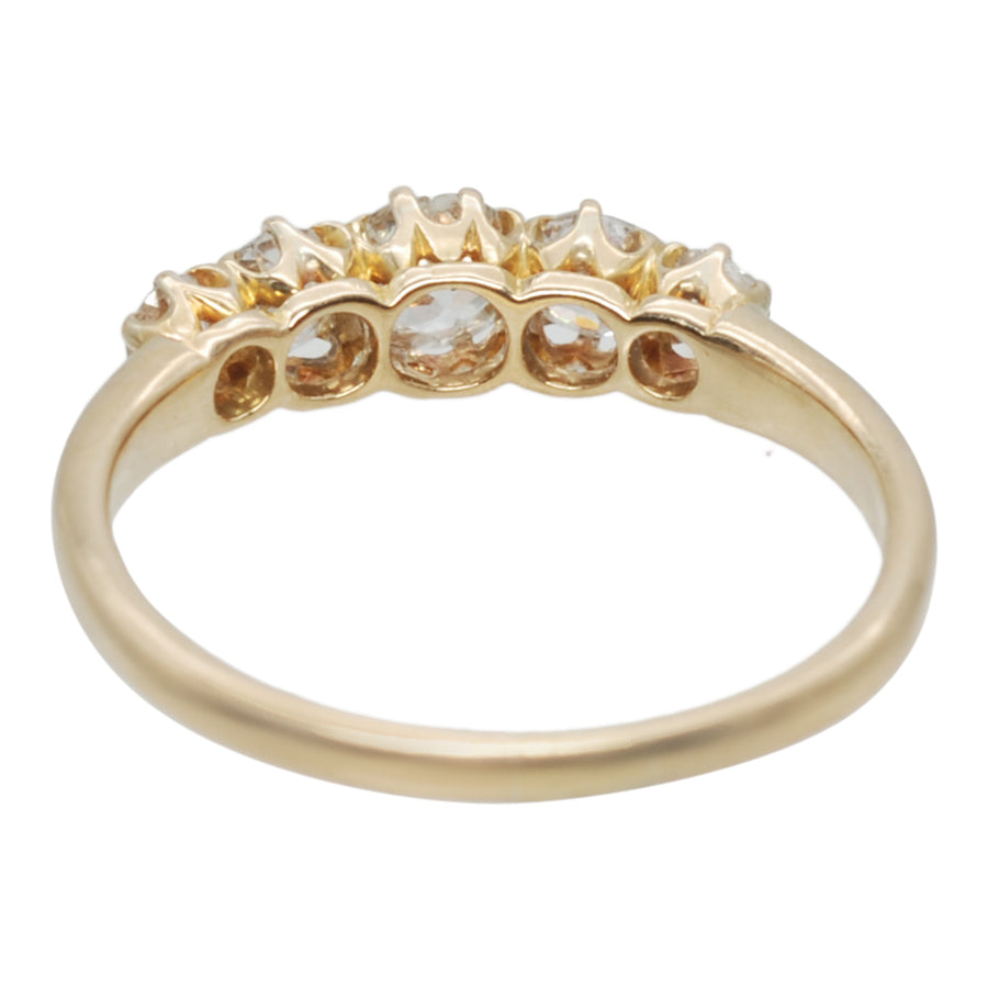 Antique 18ct Yellow Gold and Five Stone Diamond Ring