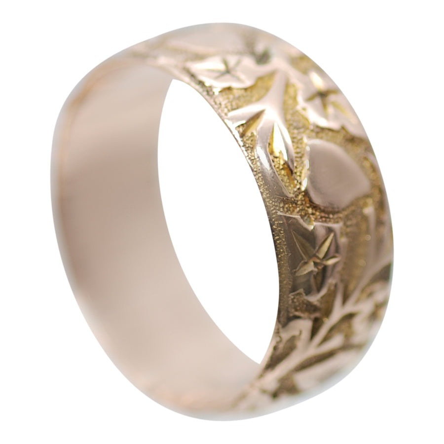 Antique Victorian 9ct  Rose Gold Engraved Band Ring.