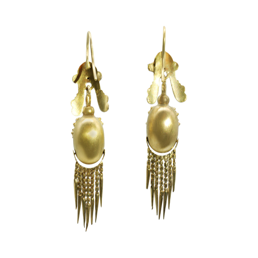 18ct Victorian Etruscan Earrings with fringe