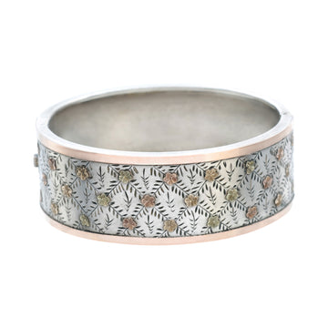 Antique Victorian Sterling Silver Cuff Bracelet with Gold Overlay.