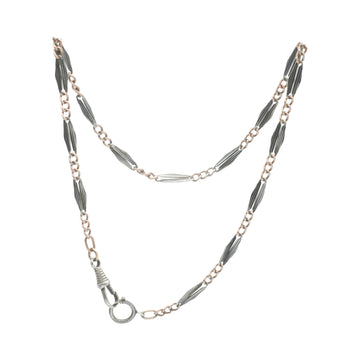 9ct Rose Gold and Niello Paperclip and Twist Chain