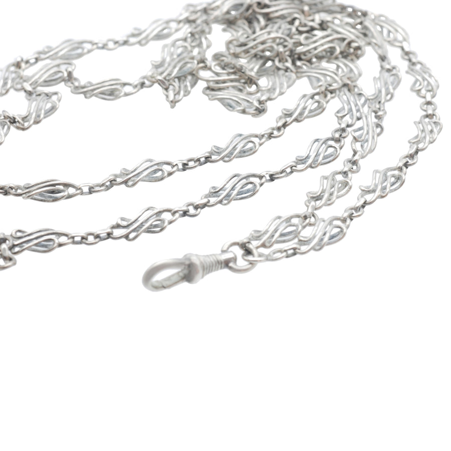 Antique Silver Fancy Link Sautoir Necklace.