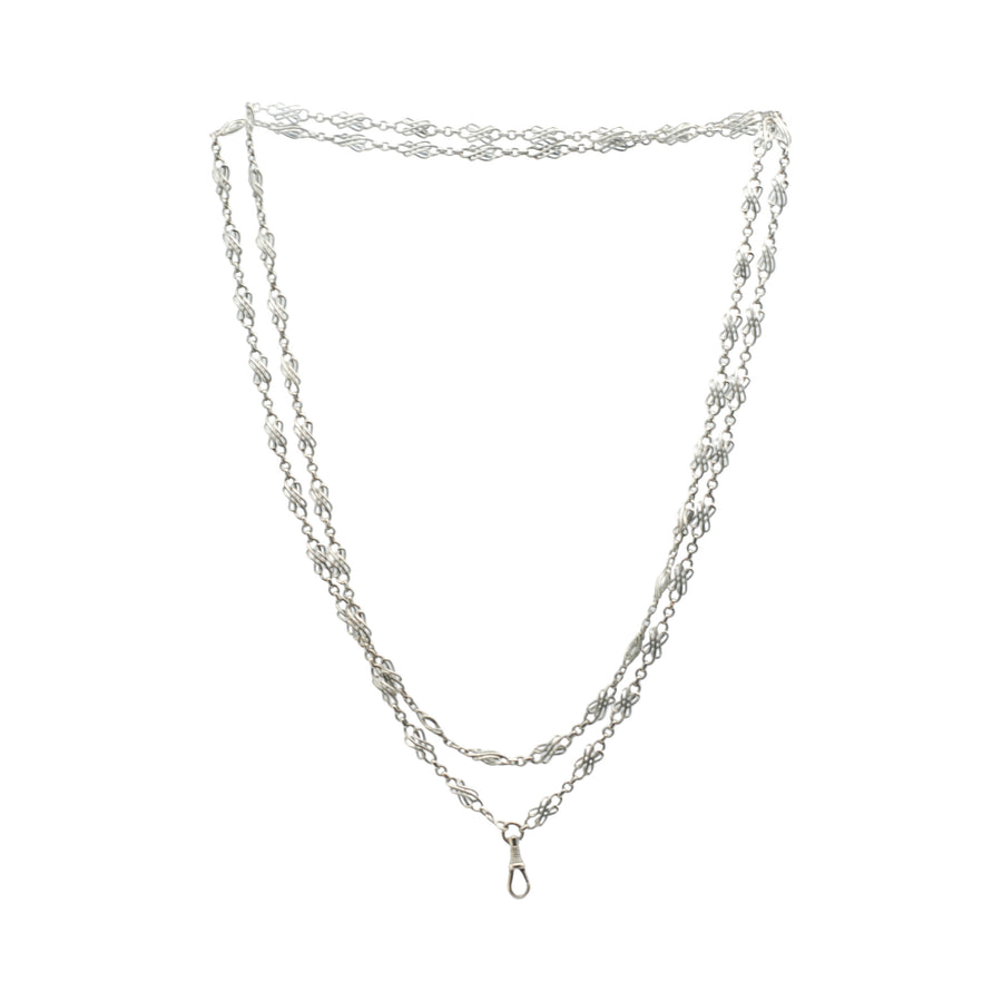 Antique Silver Fancy Link Sautoir Necklace.