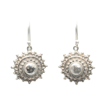 Victorian Silver Round Drop Earrings