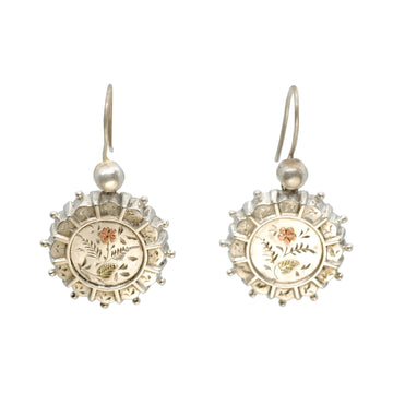Antique Silver and Applied Gold Earrings