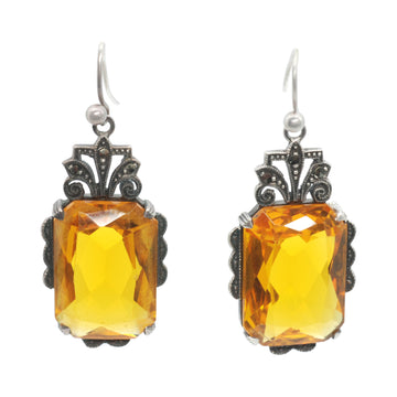 Deco Silver and Citrine Earrings