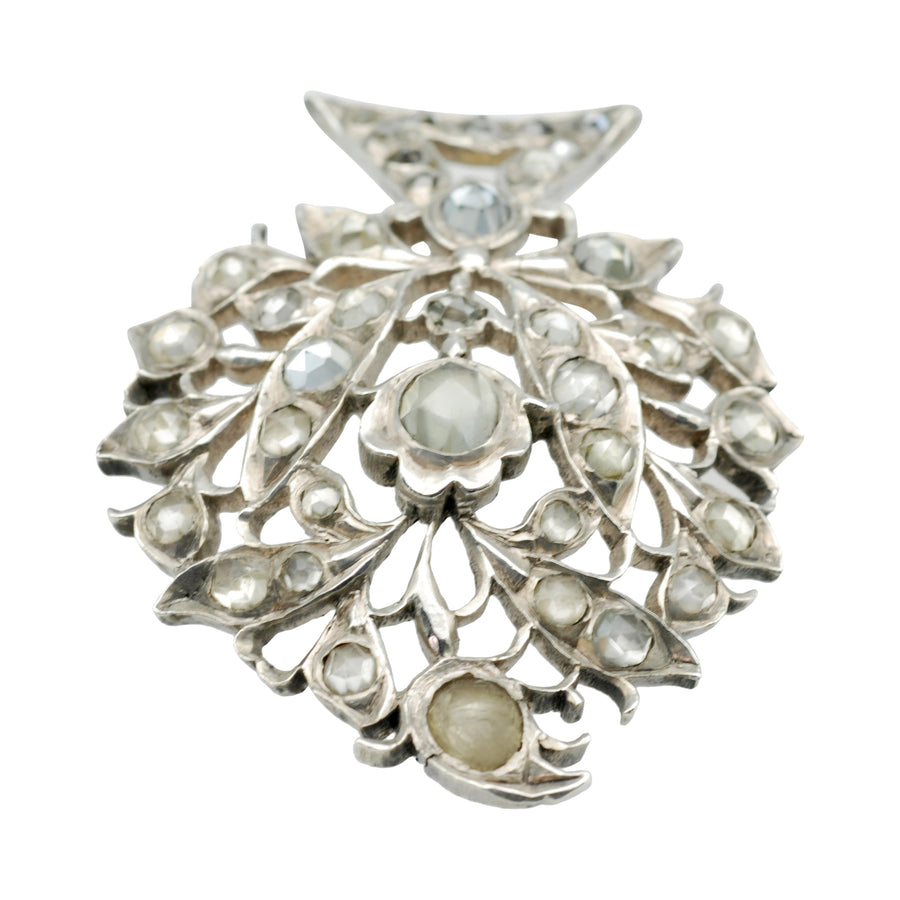Georgian Rose-cut jargoon silver pendant