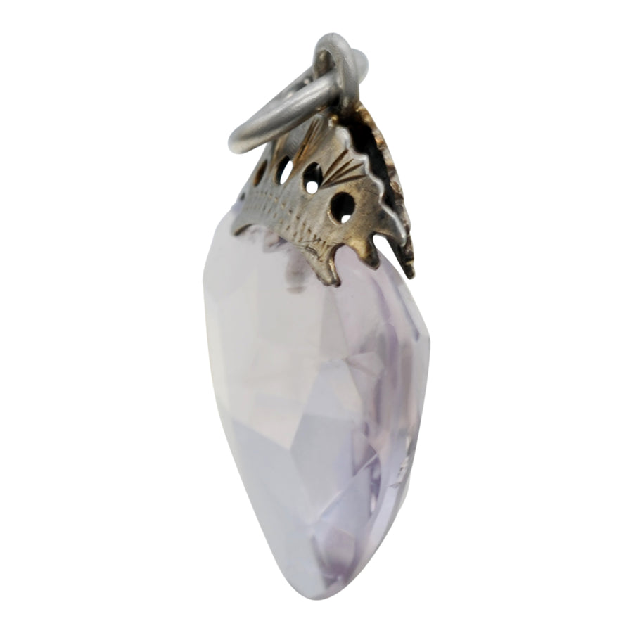 Antique Silver Gilt and Facetted Amethyst Heart Pendant.