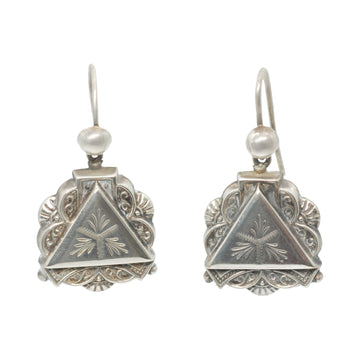 Antique Victorian Silver Triangular Earrings