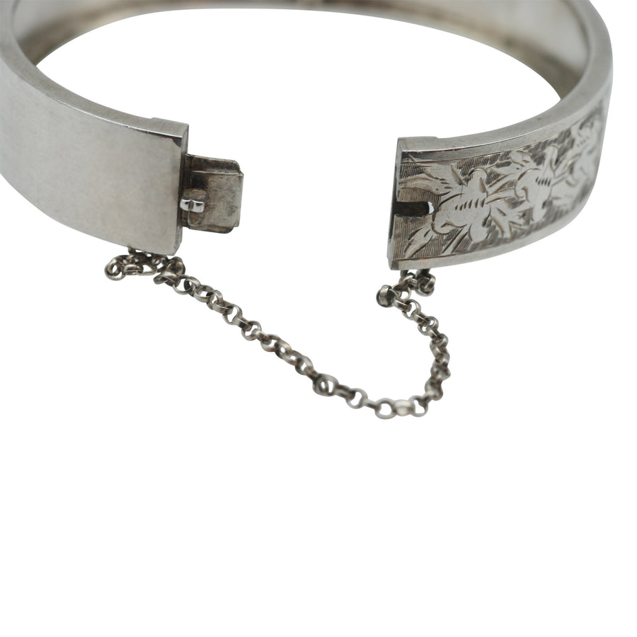 Antique Sterling Silver Detailed Engraved Cuff Bracelet