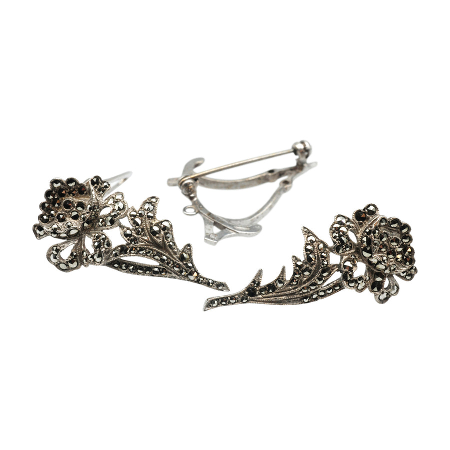 Vintage Silver and Marcasite Dress Clip /Brooch.