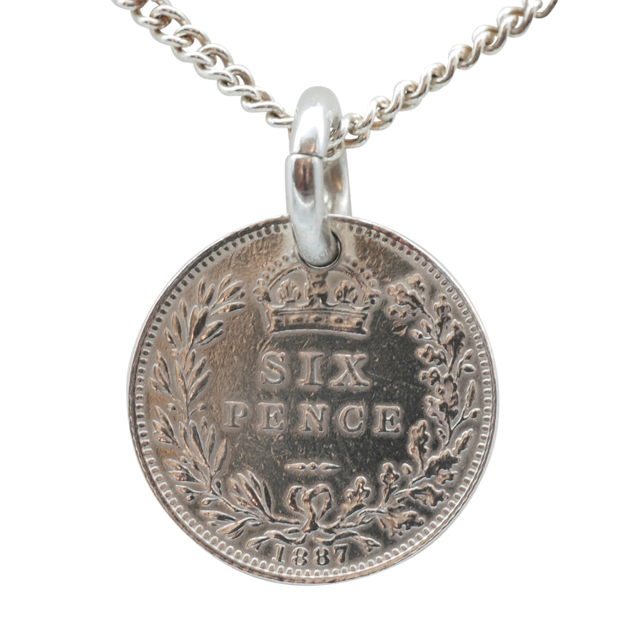 Victorian Silver Sixpence Charm.