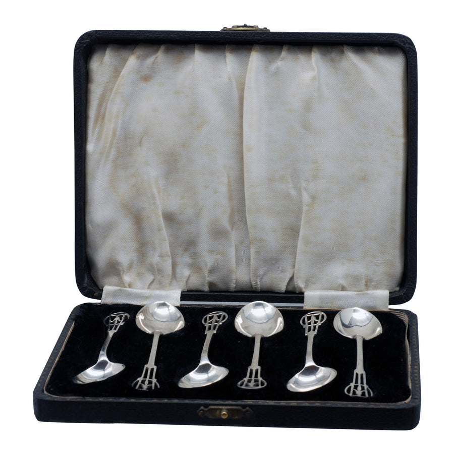 Boxed Set of Cutwork Sterling Silver Tea Spoons