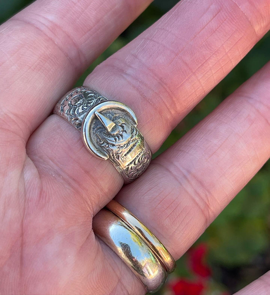 Victorian silver buckle ring